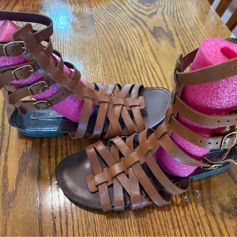 Steve Madden brown gladiator sandals, genuine leather, fits like 6.5